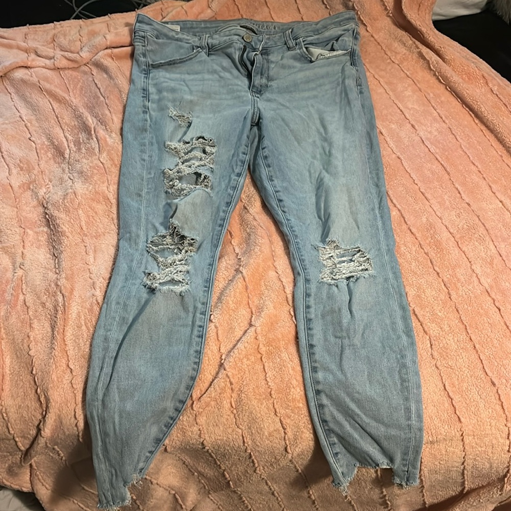 American Eagle next level stretch US 14 denim jeans with holes